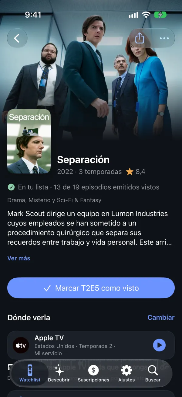 La página de un título con los servicios de streaming que lo tienen