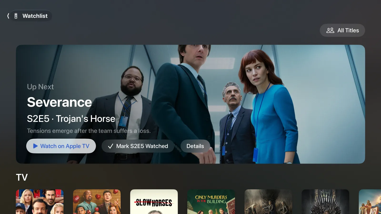 Apple TV: Up Next, with Watch on Apple TV